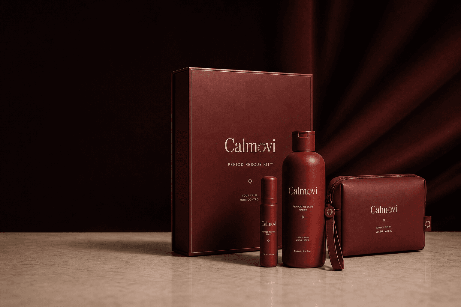Calmovi Period Rescue Kit for removing period blood from clothes